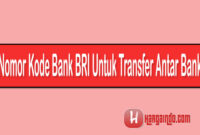 Nomor Kode Bank BRI Untuk Transfer Antar Bank